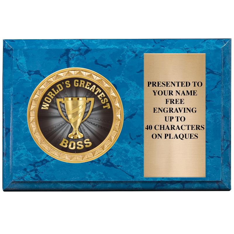 6" X 4" BLUE MBL INSERT PLQ