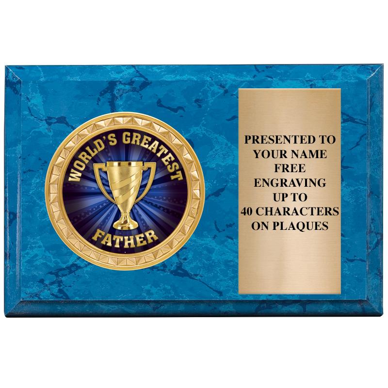 6" X 4" BLUE MBL INSERT PLQ