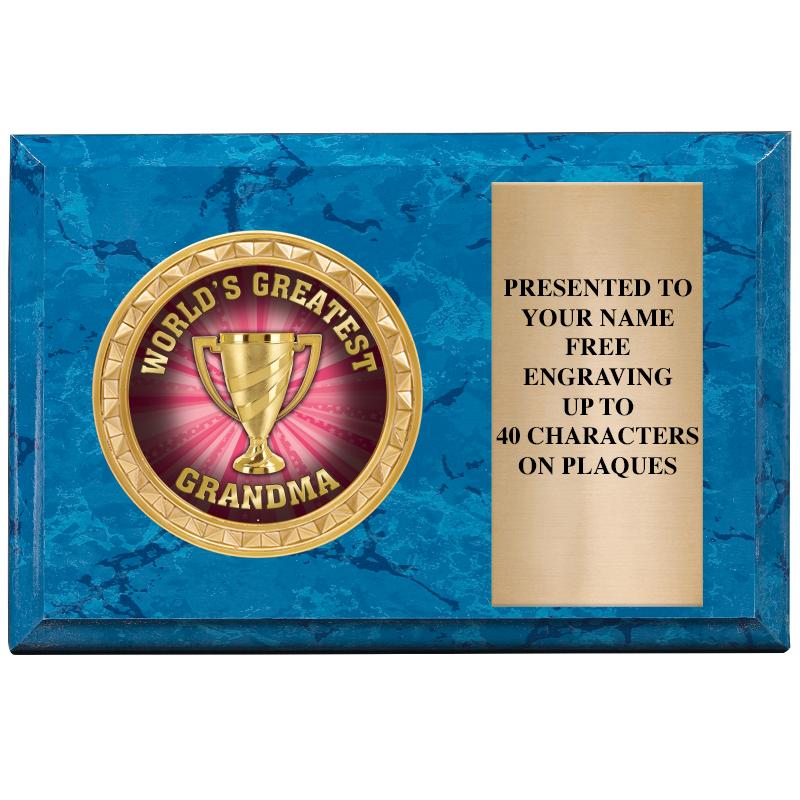 6" X 4" BLUE MBL INSERT PLQ