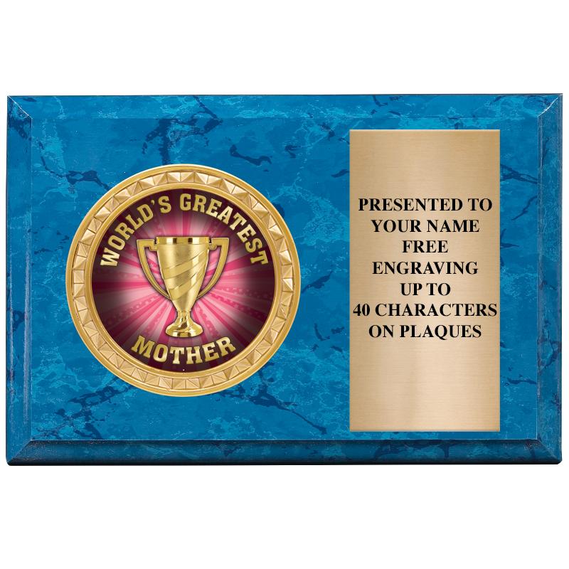 6" X 4" BLUE MBL INSERT PLQ