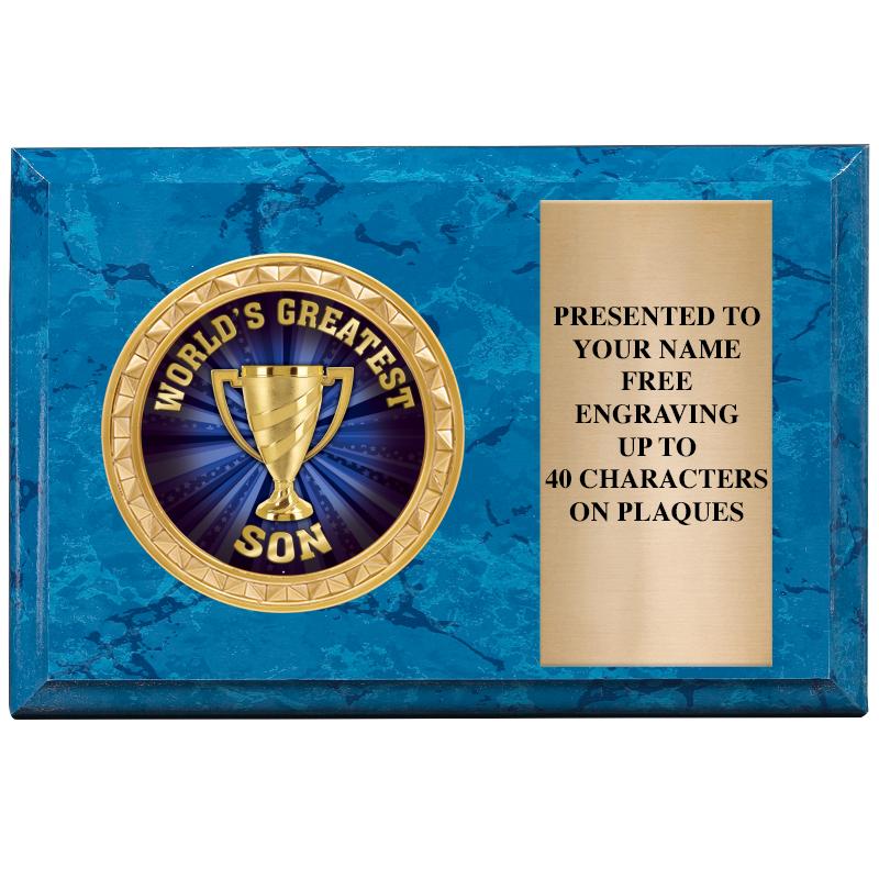 6" X 4" BLUE MBL INSERT PLQ