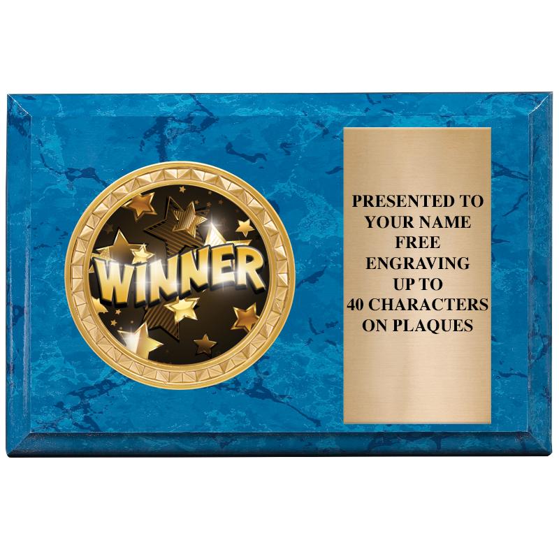 6" X 4" BLUE MBL INSERT PLQ