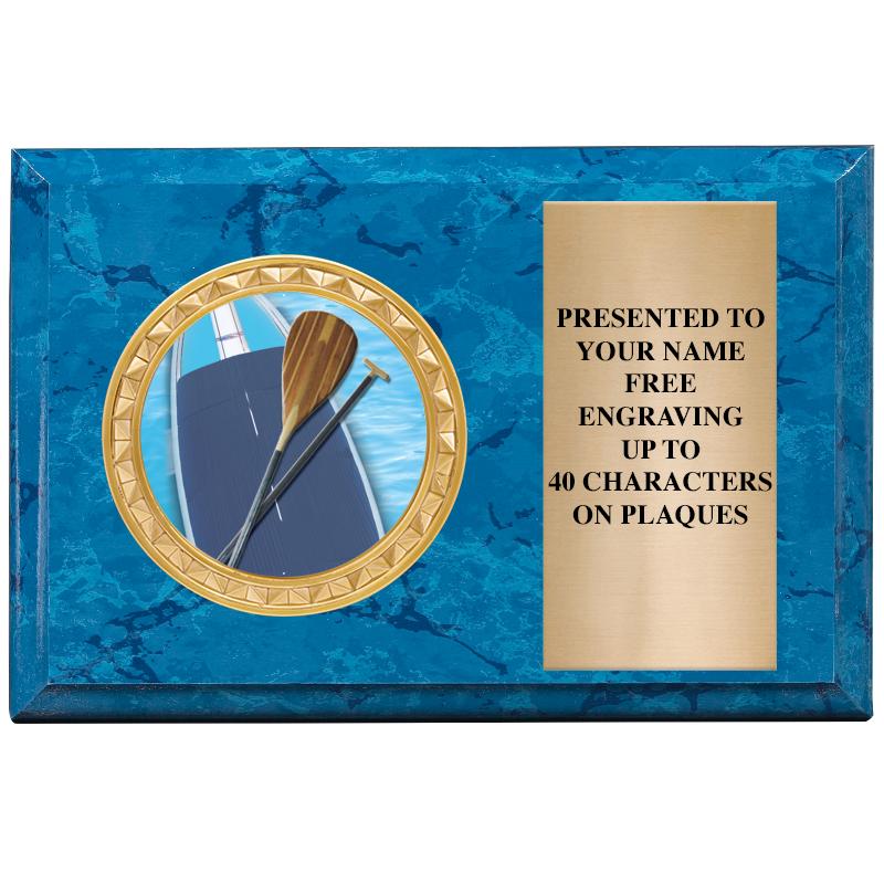 6" X 4" BLUE MBL INSERT PLQ