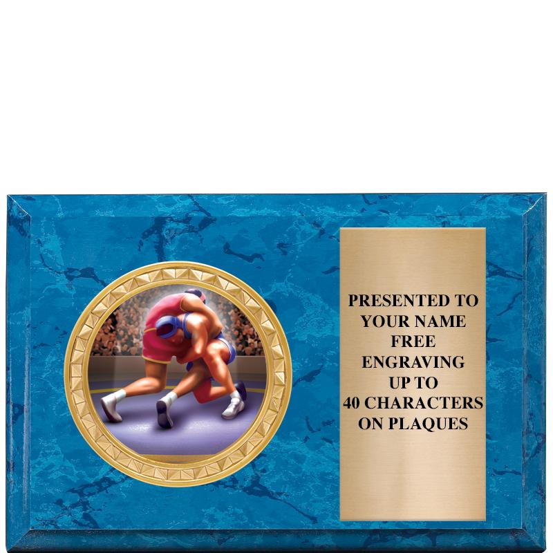 6" X 4" BLUE MBL INSERT PLQ