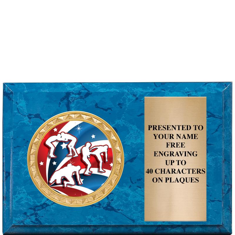 6" X 4" BLUE MBL INSERT PLQ