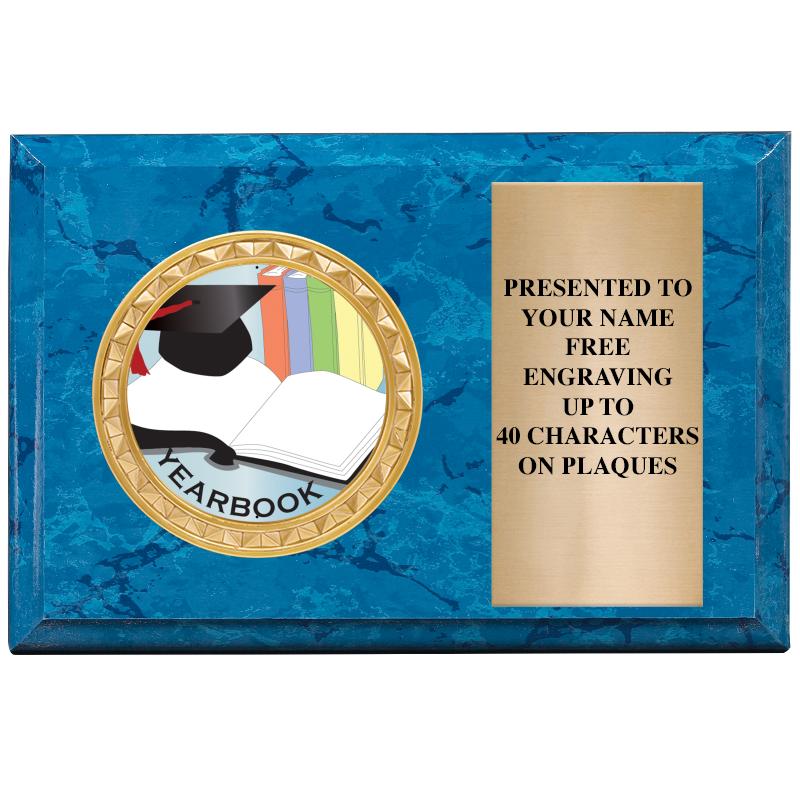 6" X 4" BLUE MBL INSERT PLQ