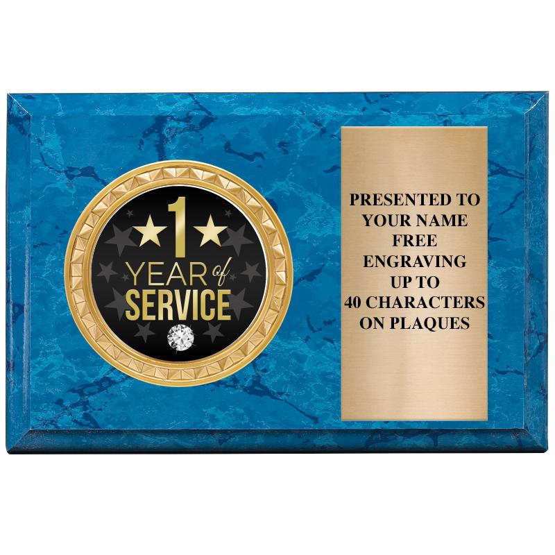 6" X 4" BLUE MBL INSERT PLQ