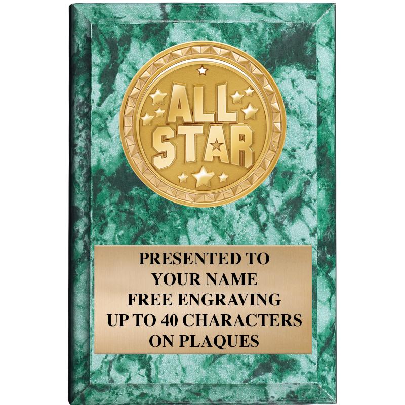 4" X 6" GREEN MBL INSERT PLQ