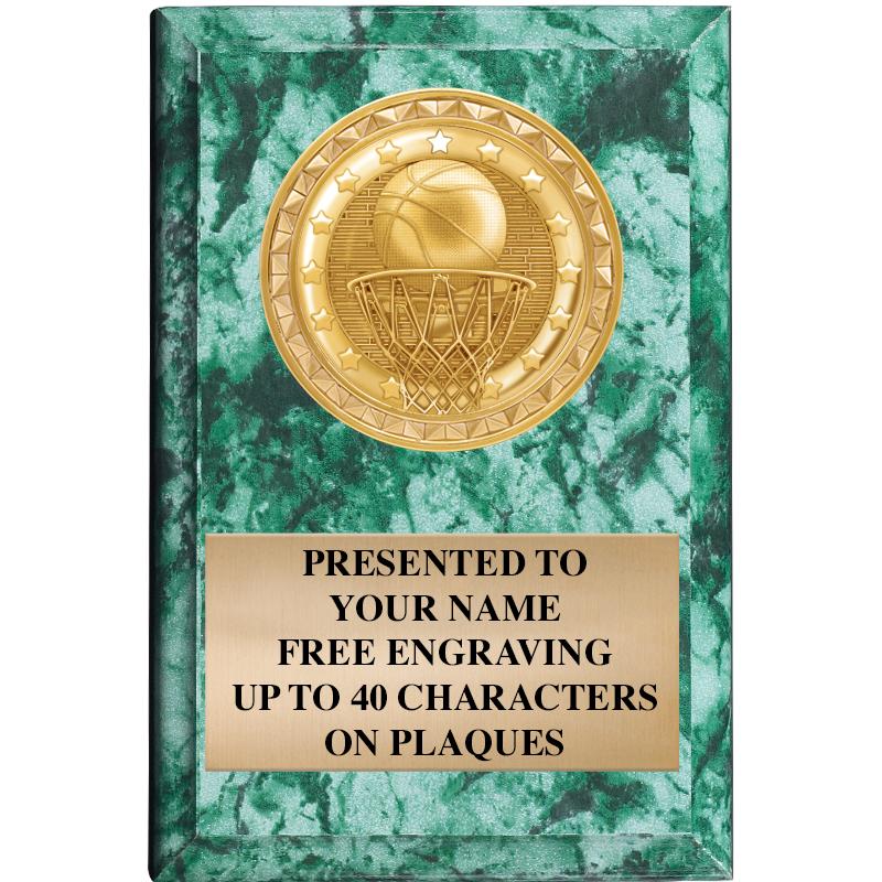 4" X 6" GREEN MBL INSERT PLQ