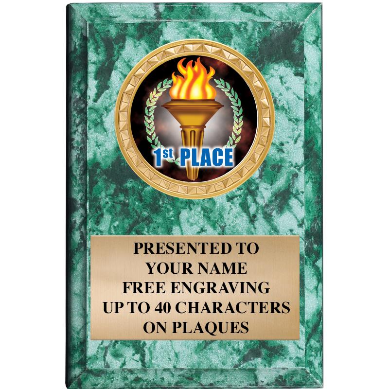 4" X 6" GREEN MBL INSERT PLQ