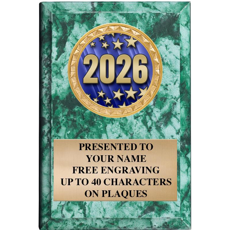 4" X 6" GREEN MBL INSERT PLQ