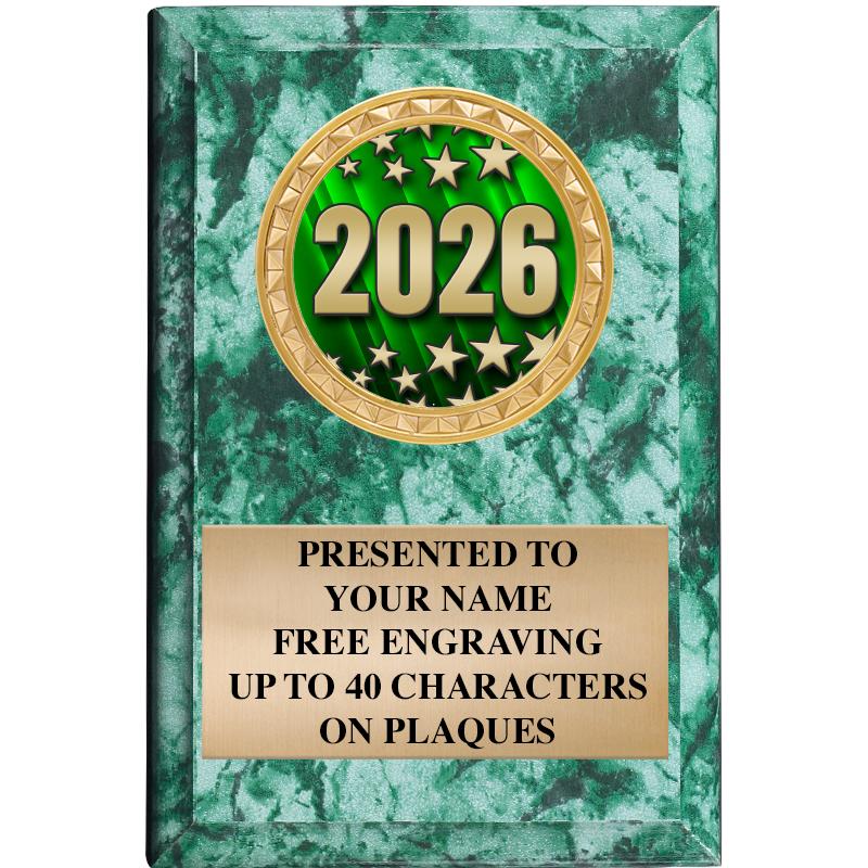 4" X 6" GREEN MBL INSERT PLQ