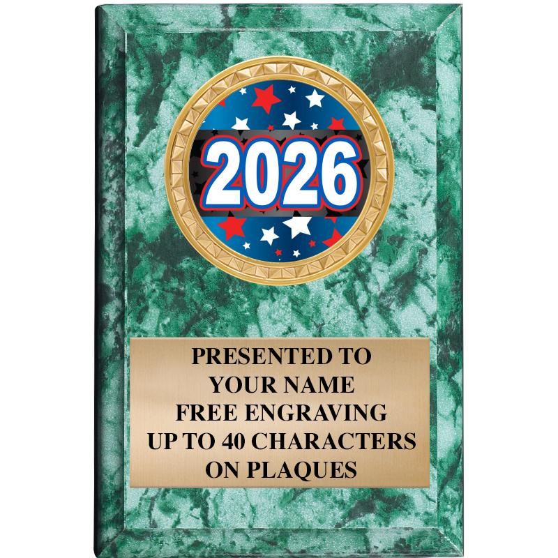 4" X 6" GREEN MBL INSERT PLQ