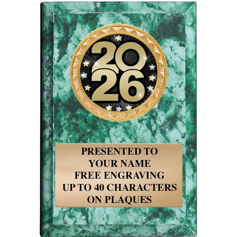 4" X 6" GREEN MBL INSERT PLQ