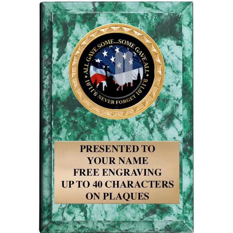 4" X 6" GREEN MBL INSERT PLQ