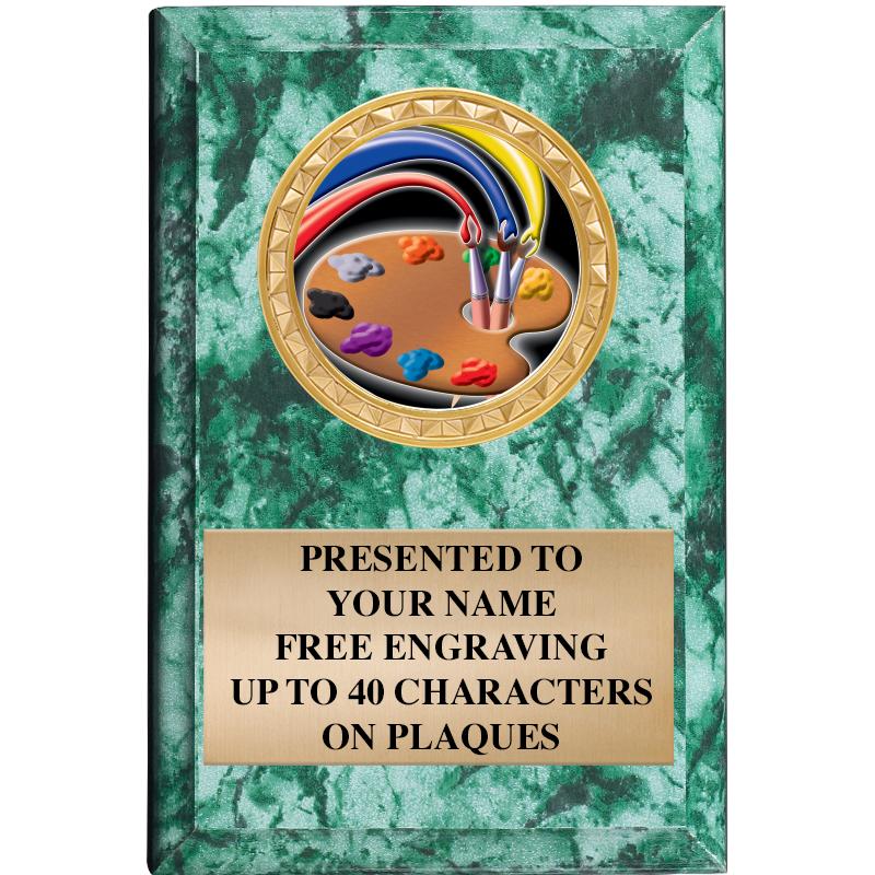 4" X 6" GREEN MBL INSERT PLQ