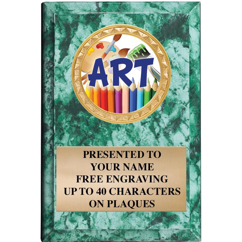 4" X 6" GREEN MBL INSERT PLQ