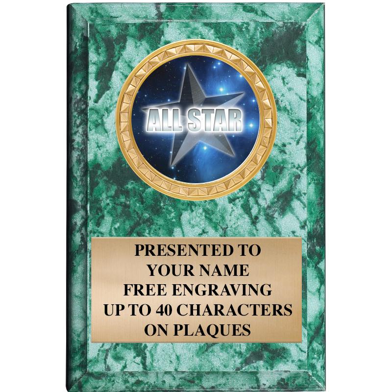 4" X 6" GREEN MBL INSERT PLQ