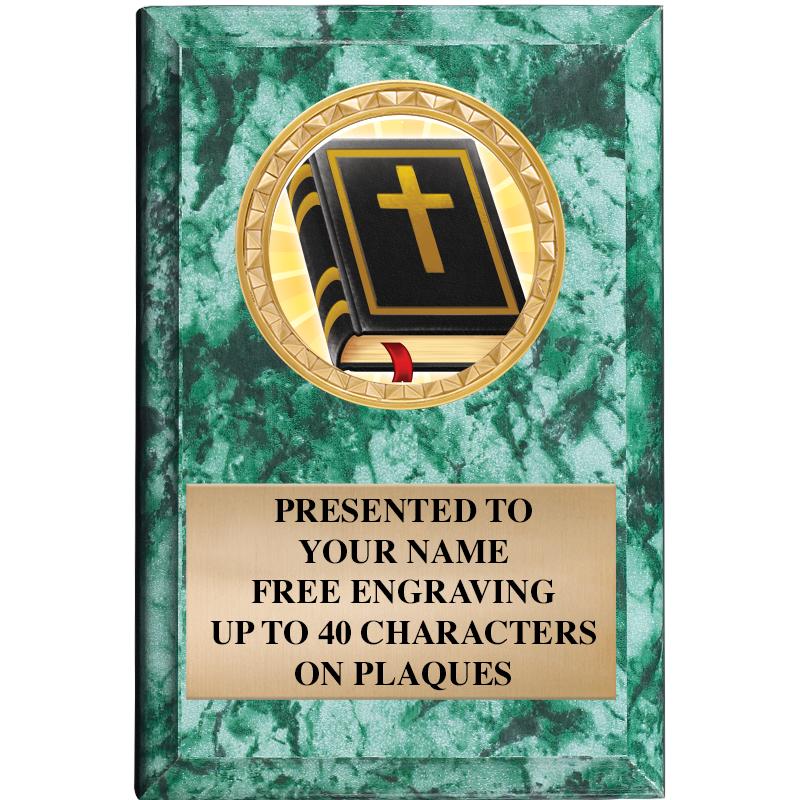 4" X 6" GREEN MBL INSERT PLQ