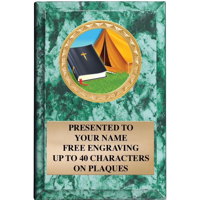 4" X 6" GREEN MBL INSERT PLQ