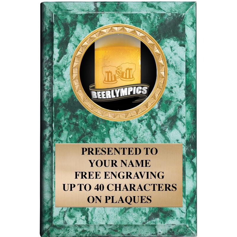 4" X 6" GREEN MBL INSERT PLQ