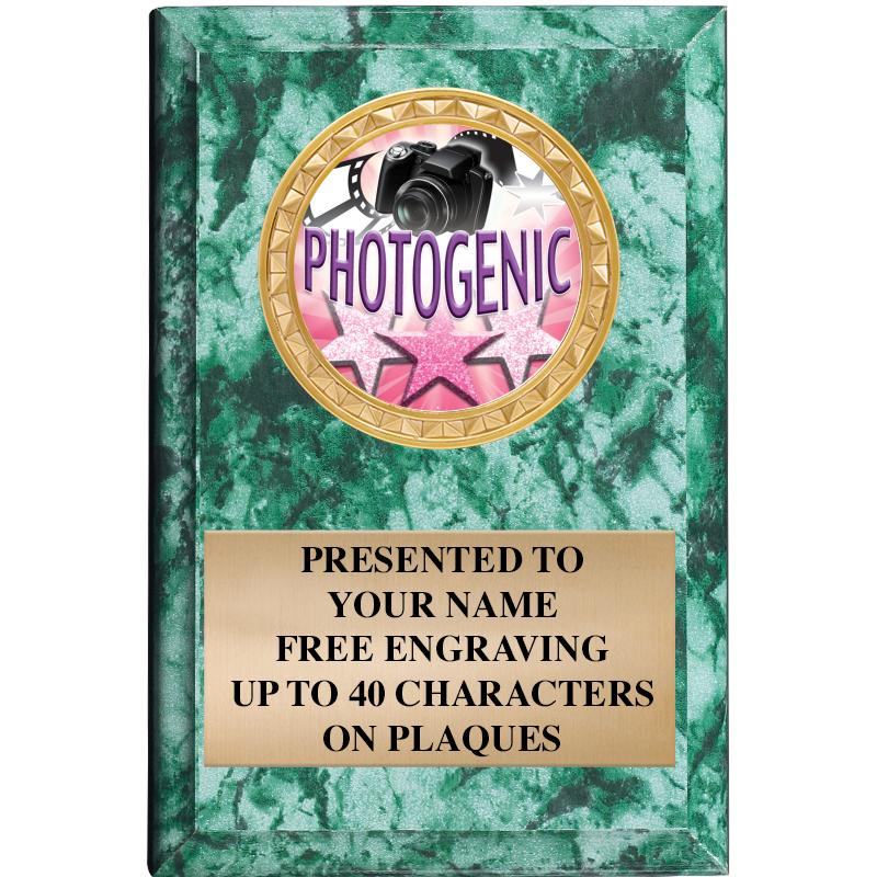 4" X 6" GREEN MBL INSERT PLQ