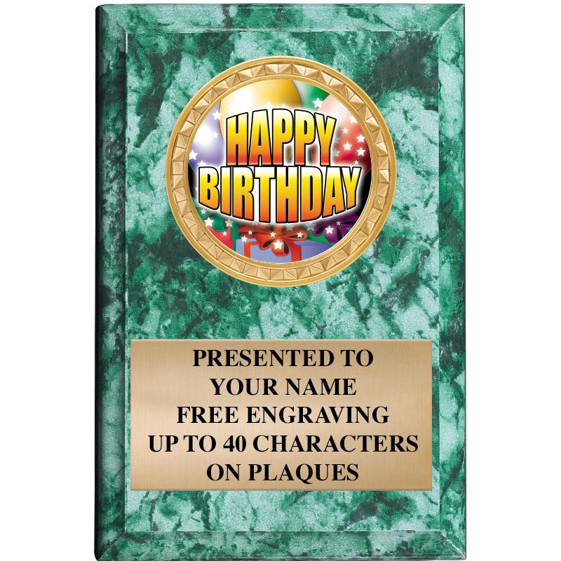 4" X 6" GREEN MBL INSERT PLQ