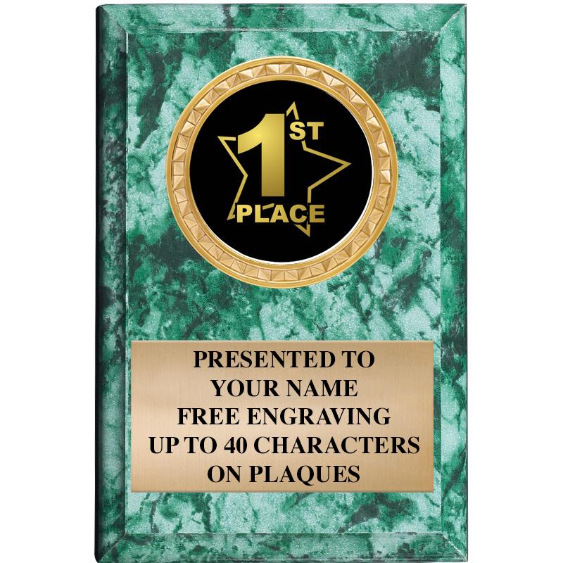 4" X 6" GREEN MBL INSERT PLQ