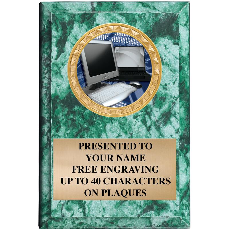 4" X 6" GREEN MBL INSERT PLQ