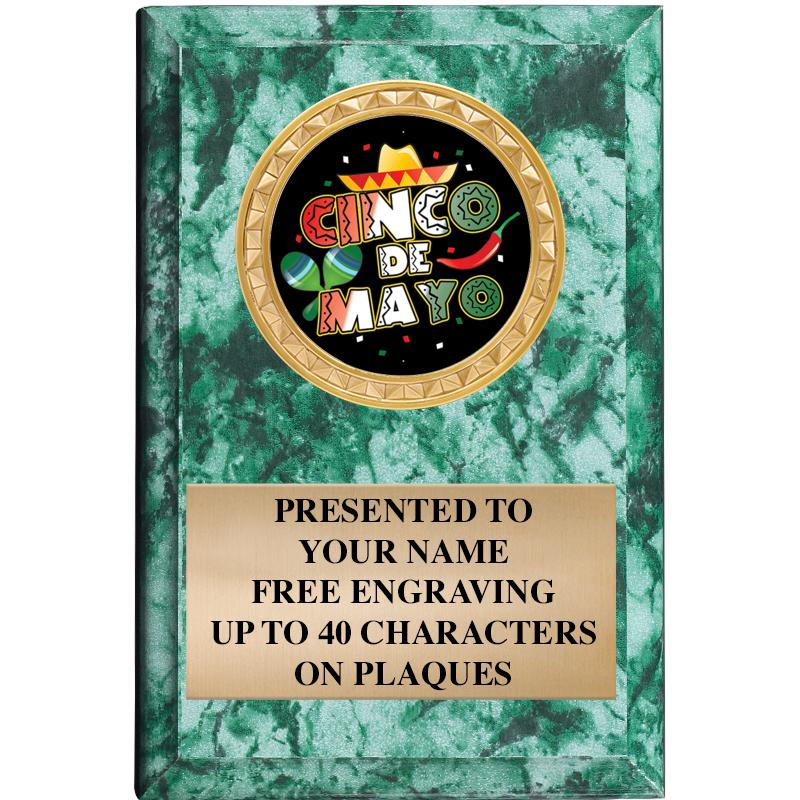 4" X 6" GREEN MBL INSERT PLQ