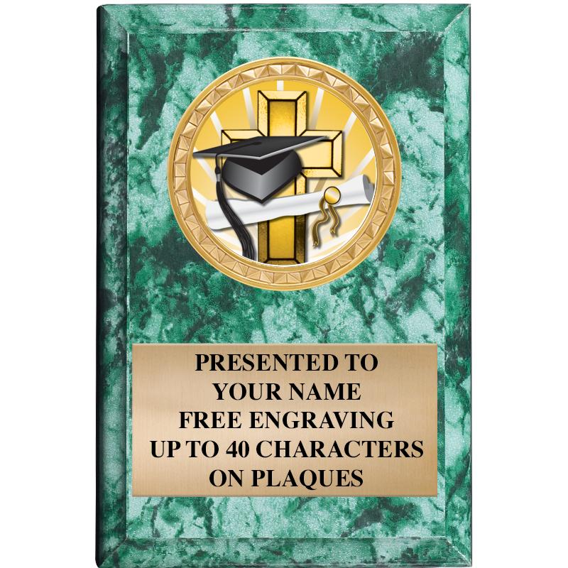 4" X 6" GREEN MBL INSERT PLQ