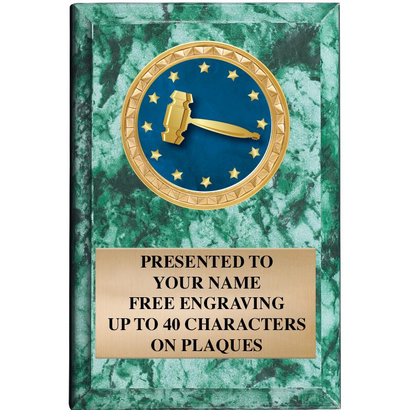 4" X 6" GREEN MBL INSERT PLQ