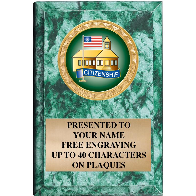 4" X 6" GREEN MBL INSERT PLQ
