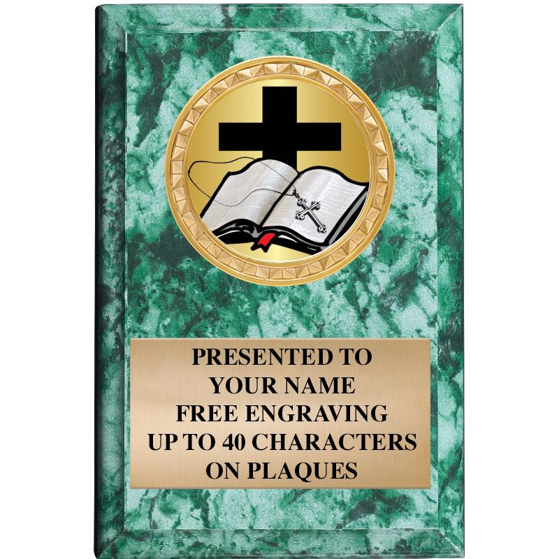 4" X 6" GREEN MBL INSERT PLQ