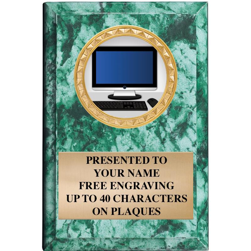 4" X 6" GREEN MBL INSERT PLQ