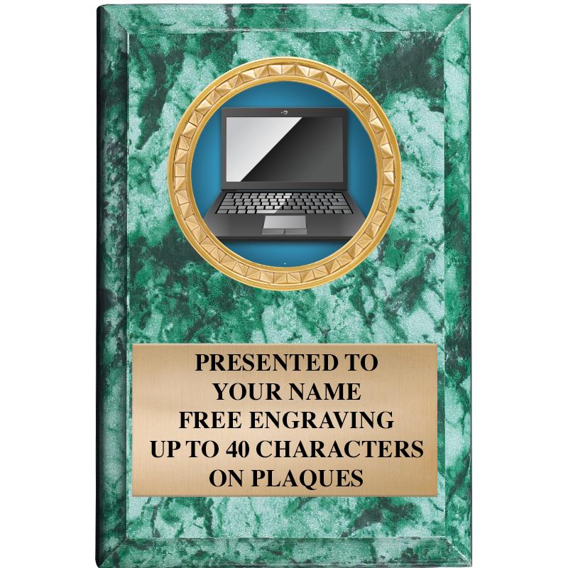 4" X 6" GREEN MBL INSERT PLQ