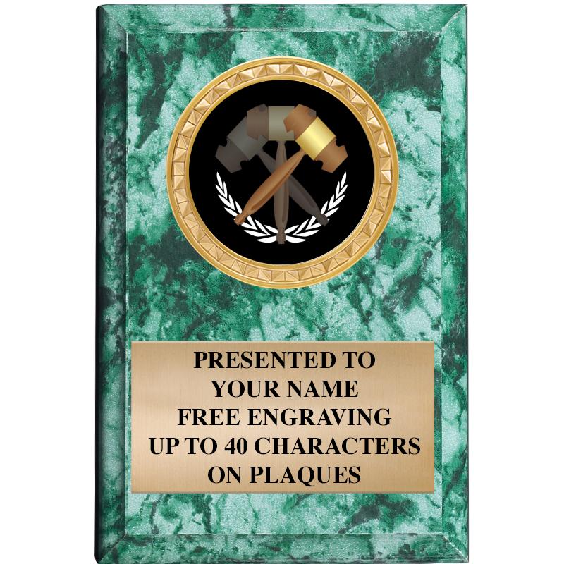 4" X 6" GREEN MBL INSERT PLQ