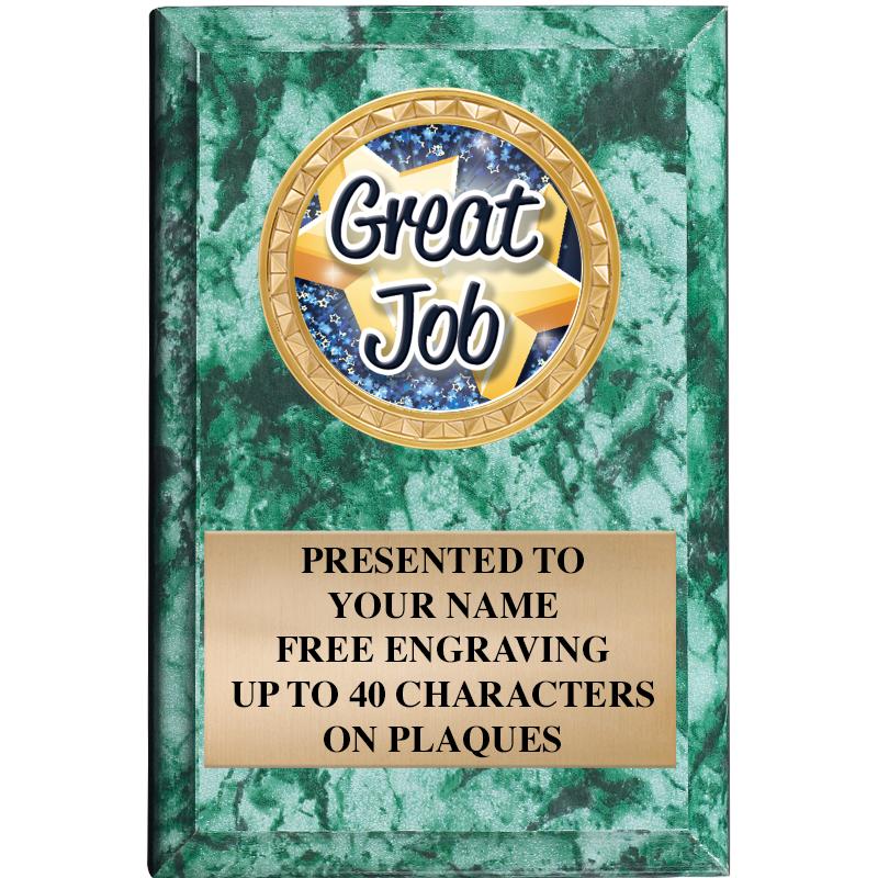 4" X 6" GREEN MBL INSERT PLQ