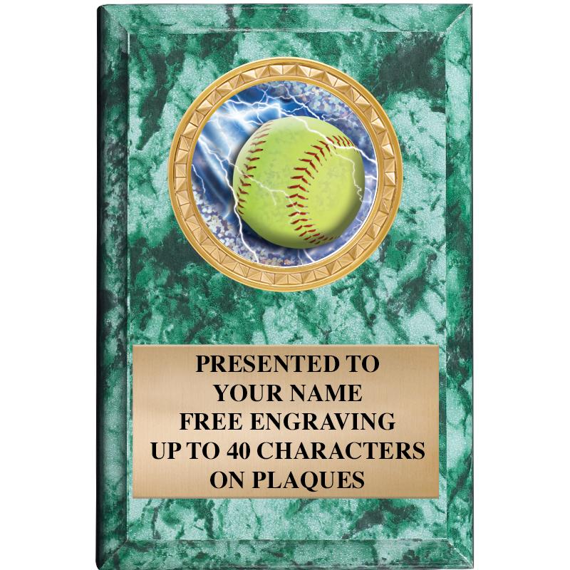 4" X 6" GREEN MBL INSERT PLQ