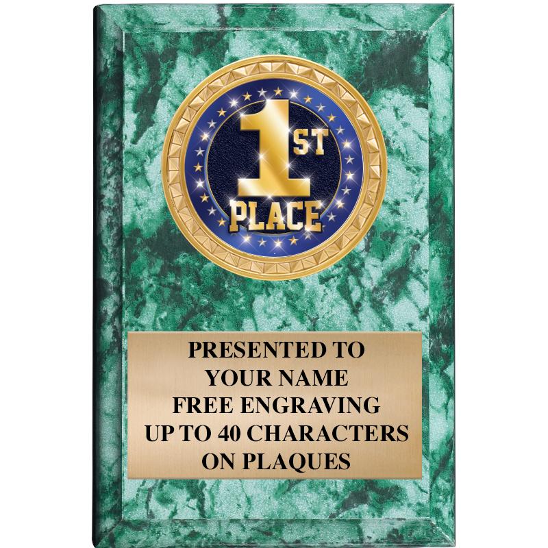 4" X 6" GREEN MBL INSERT PLQ