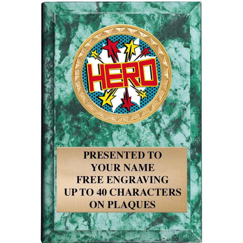 4" X 6" GREEN MBL INSERT PLQ