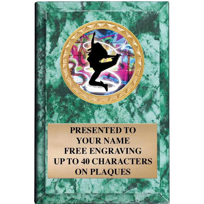 4" X 6" GREEN MBL INSERT PLQ