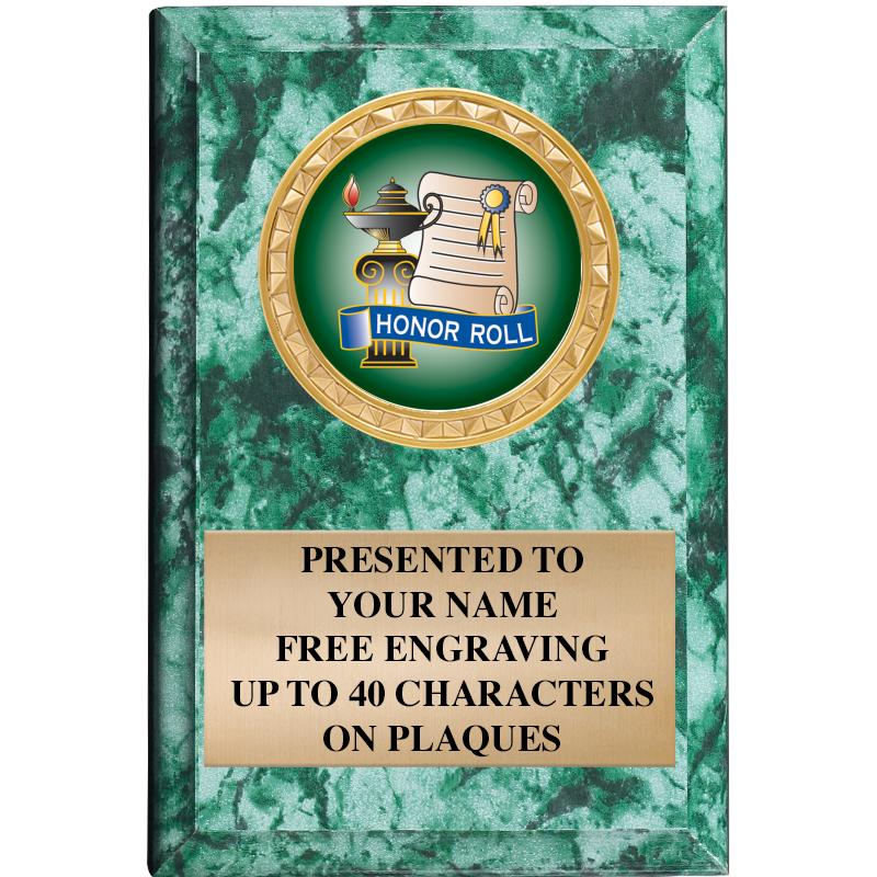 4" X 6" GREEN MBL INSERT PLQ