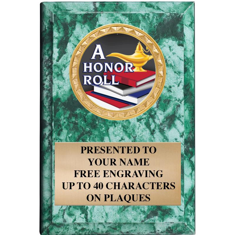 4" X 6" GREEN MBL INSERT PLQ