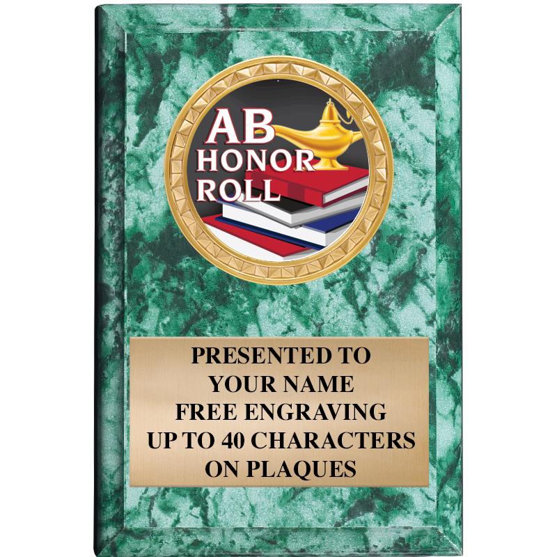 4" X 6" GREEN MBL INSERT PLQ