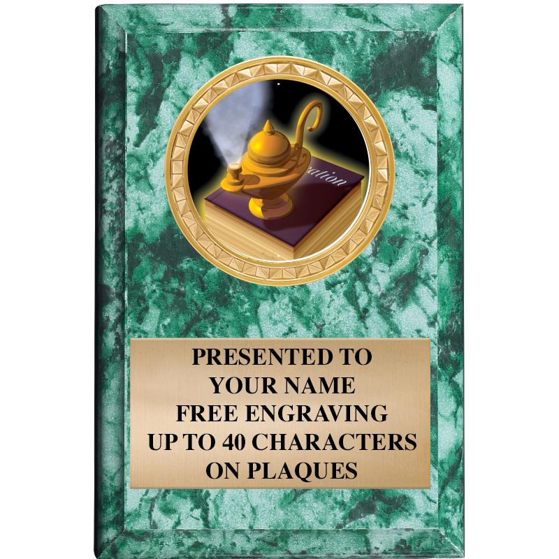 4" X 6" GREEN MBL INSERT PLQ