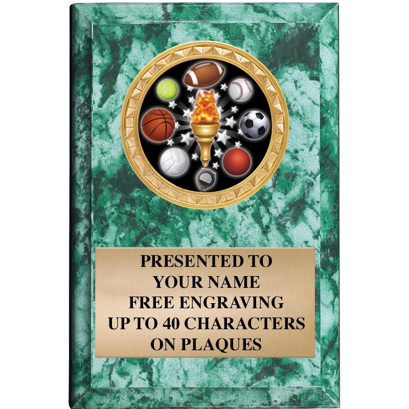 4" X 6" GREEN MBL INSERT PLQ