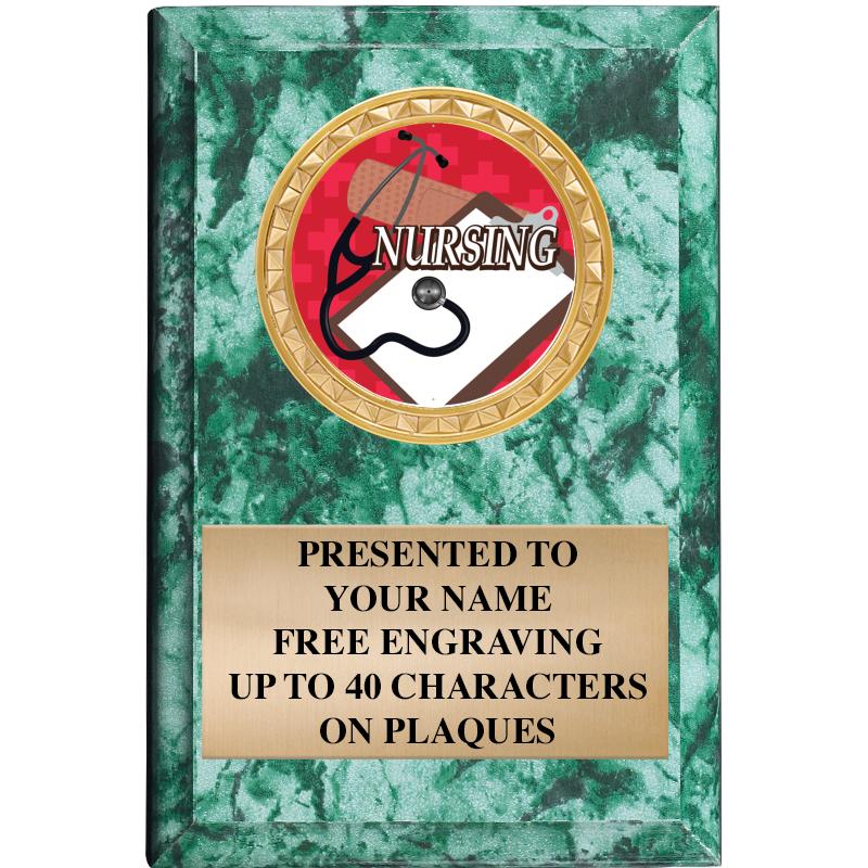 4" X 6" GREEN MBL INSERT PLQ