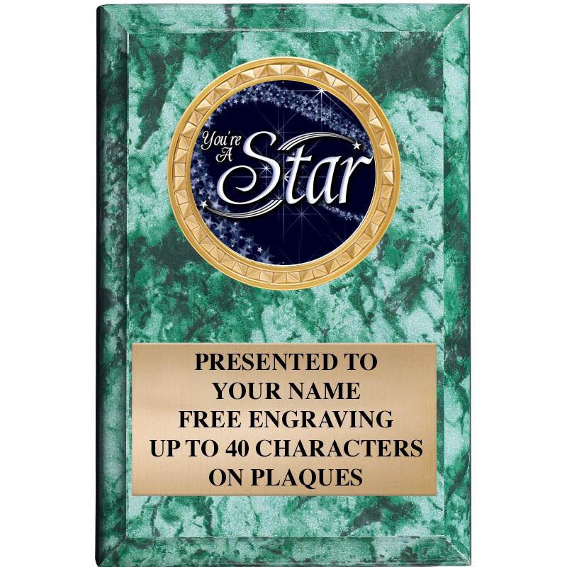 4" X 6" GREEN MBL INSERT PLQ