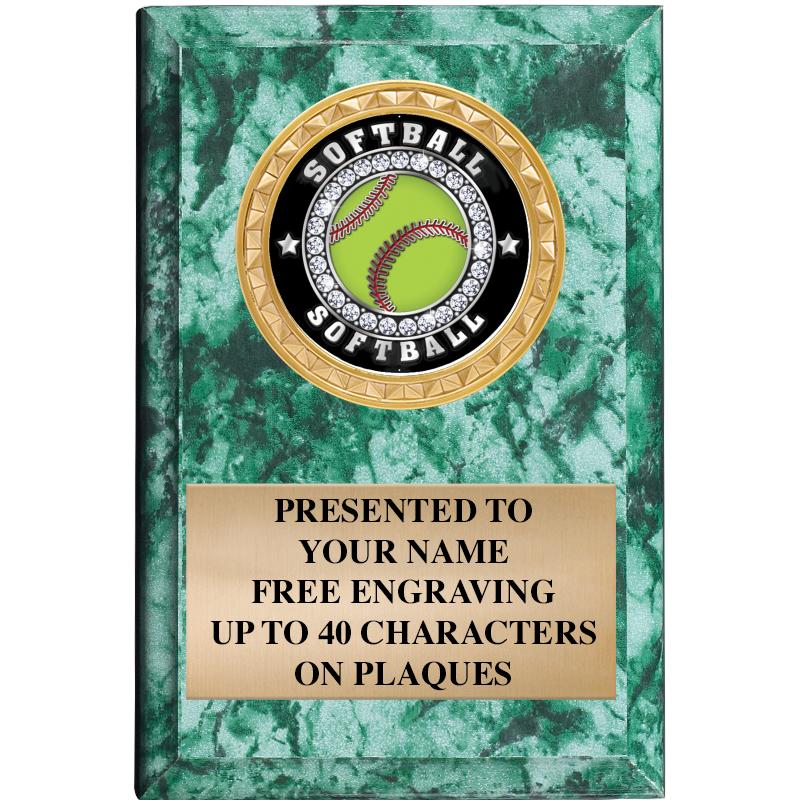 4" X 6" GREEN MBL INSERT PLQ